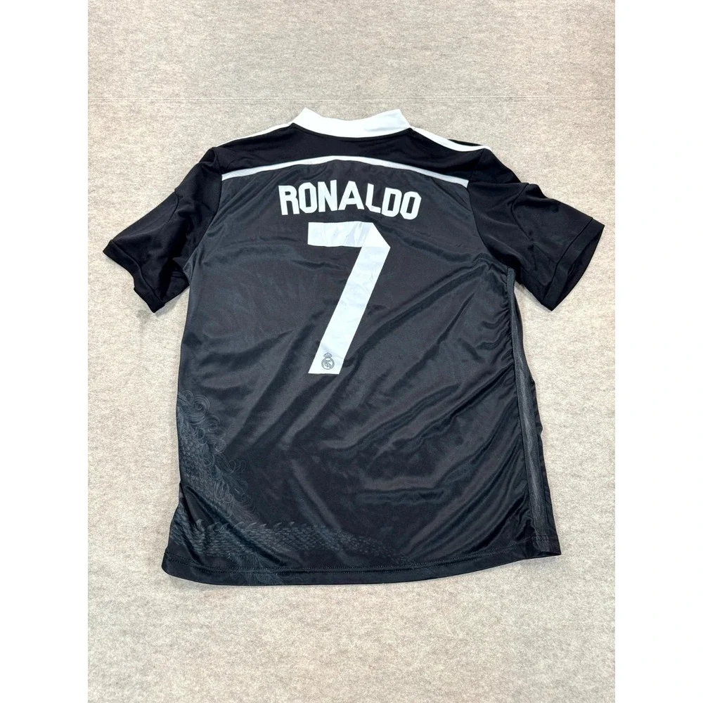 Real Madrid 7# Cristiano Ronaldo Soccer Jersey Mens M Black Yohji Yamamoto Drago